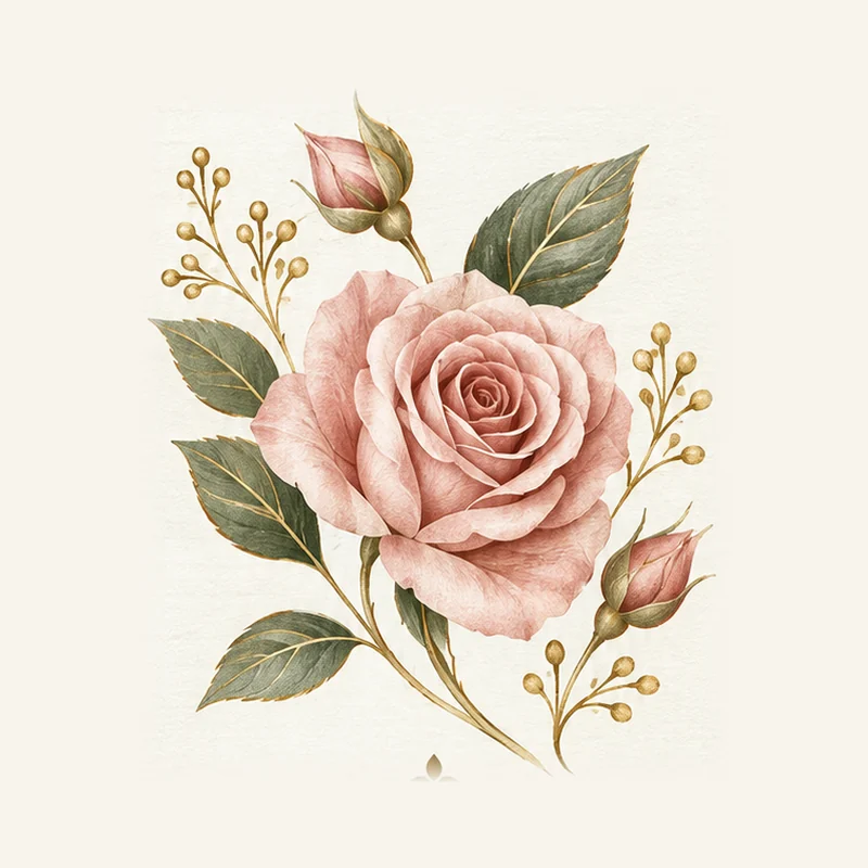 Rose botanical fragrance illustration