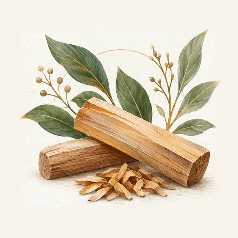 Sandalwood botanical fragrance illustration